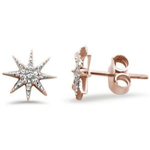 .06ct 14kt rose gold trendy starburst studs earrin